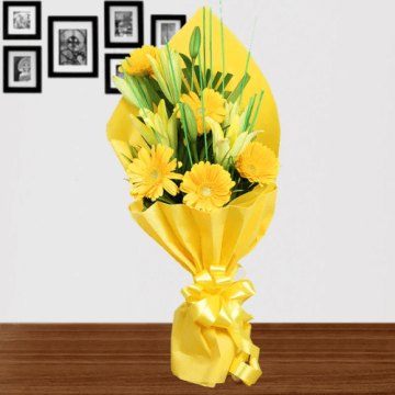 Charming 10 Yellow Gerberas Bunch