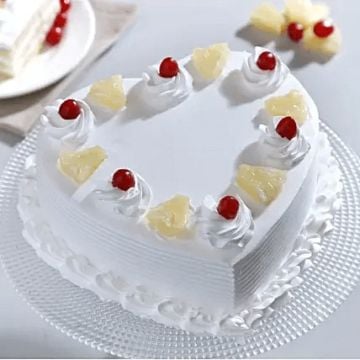 Eggless Heart Shaped Anniversary Pineapple Cake Half Kg