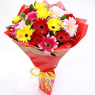 Joyful 10 Mixed Gerberas Bouquet