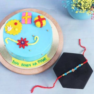 Rakhi with Designer Chocolate Cake Half Kg