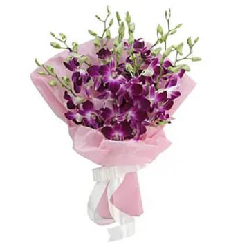 Exotic Beauty 9 Purple Orchids Bunch