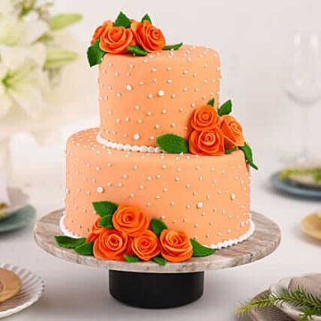 Peach Roses Truffle 2 Tier Cake 2 Kg