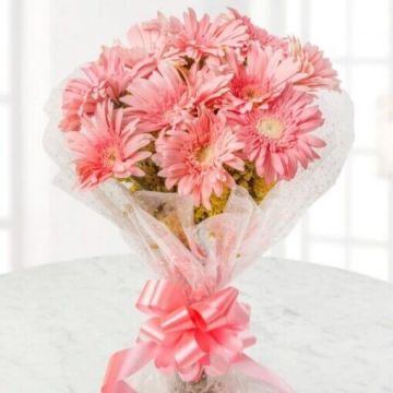 Splendid 10 Pink Gerberas Bouquet