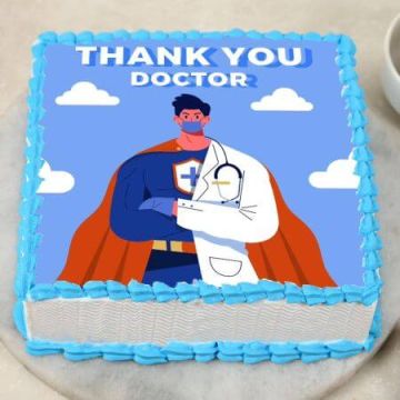 Super Hero Doc Day Photo Theme Cake Half Kg