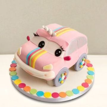 Unicorn Car Theme Fondant Cake 3 Kg