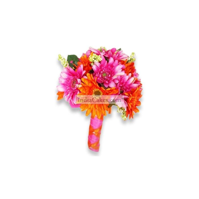 12 Orange Pink Gerberas Arrangement