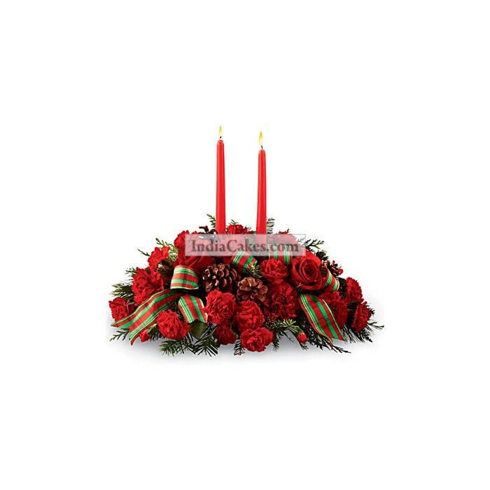 25 Red Carnations with Candles