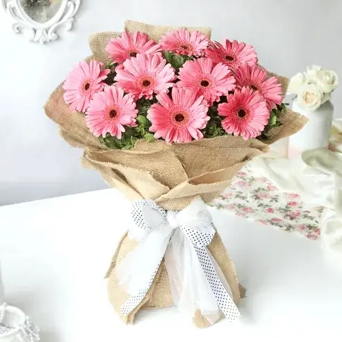 10 Pretty Pink Gerberas Bouquet
