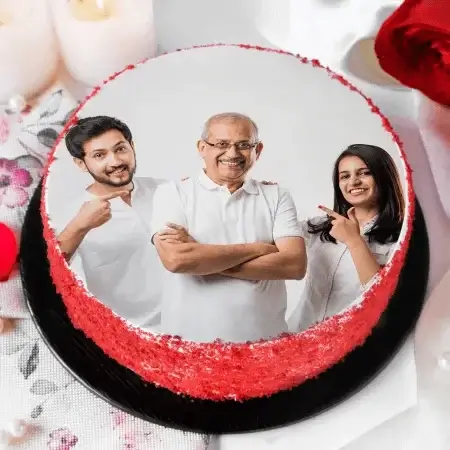 My Dad Photo Printed Red Velvet Cake Half Kg